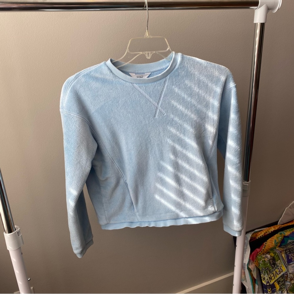 Athleta Blue Crew Neck Sweater Soft Knit Contemporary